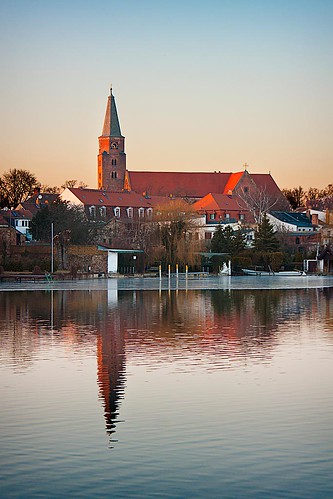 trees sunset lake church water reflections germany brandenburg 450d 1855is