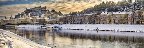 austria salzburg salzach makartsteg hdr panorama landscape cityscape architecture snow winter