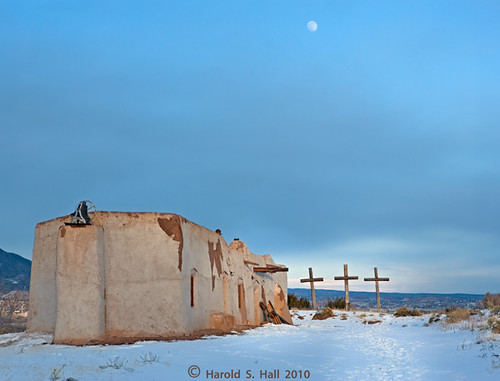 new sunset moon snow church mexico religious cross religion crosses moonrise morada penitente