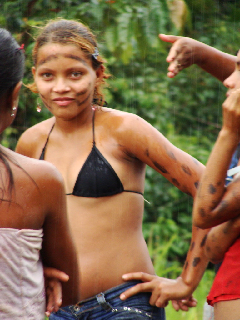 Tribal Girl With Face Paint In The Rain - A Photo On -7332