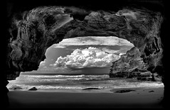 Sea Cave - Ghosties Cave - Rain Cloud B&W