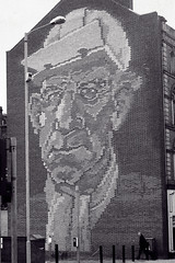 steel worker brick mural