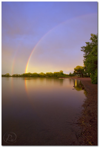 sunset lake storm reflection beach rainbow double sloan thunderstorm wyoming cheyenne wy