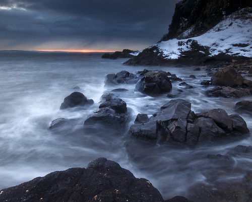 sunset snow beach rocks fife estuary nd d300 slowwater leefilters