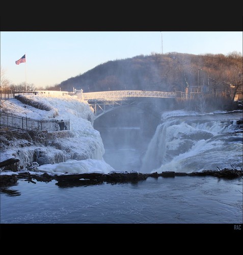 bridge mist cold ice river landscape frozen flag greatfalls nj americanflag falls waterfalls paterson icy passaicriver passaiccounty