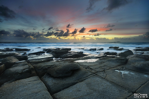 ocean sea sky clouds sunrise dawn nikon rocks australia queensland newyears pointcartwright 1735mmf28 singhray d700 1stjan2010