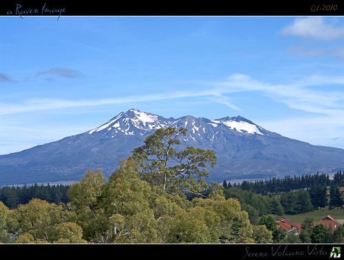 blue trees newzealand sky sun mountain green clouds landscape geotagged volcano scene serene ruapehu hdr feb10 tomraven aravenimage q12010 geo:lat=39278709 geo:lon=175567062
