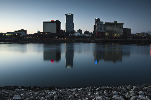 city morning blue sun cold tree water glass rock skyline buildings reflections river grey hotel early nikon rocks long exposure greg little smooth double chilly arkansas rise henderson stephens f11 metropolitan peabody inc density 18mm neutral regions gradiant d90