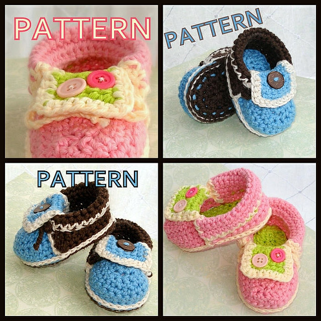 Crochet Pattern 5 Baby Moccasins Booties PDF by Genevive on Etsy