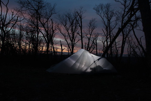 camping sunset virginia spring glow tent hike westvirginia georgewashingtonnationalforest