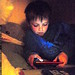 reunited with his nintendo ds and playing way past bedtime   P2100101