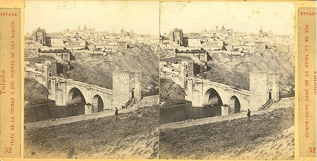 Vista estereoscópica del Puente de San Martín hacia 1860 por E. Làmy