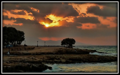 sunset sea sky water clouds island fisherman crete cloudsstormssunsetssunrises