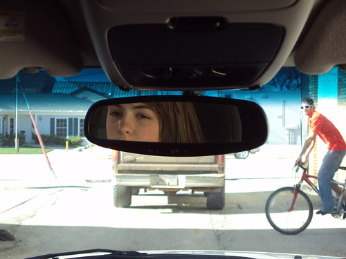car bicycle drive mirror alley ride shades taylor bronco inside