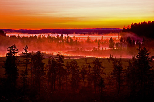 sky lake fog sunrise finland river dark dawn twilight scenery view lieksa