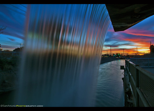 arizona phoenix waterfall sky sunset travel falling urban landscape yellow color motion water samantoniophotography photo southwest blue vacation tourism outdoor nobody copyspace outdoors cloud colorful cityscape canal canoneos5dmarkii longexposure evening secret photographytips city architecture downtown scenic scenery twilight downtowndistrict architectureandbuildings builtstructure citylights travellocations urbanscene desert