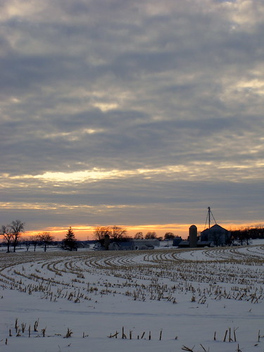 winter sunset illinois farm