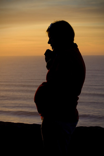 ocean sunset beach silhouette oregon canon florence waves profile pregnant wife 50d