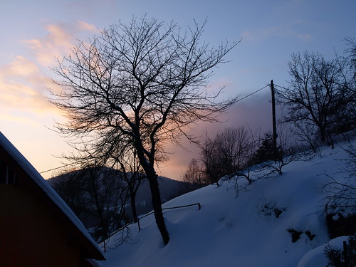 winter sunset mountains jizerskéhory desná desshire