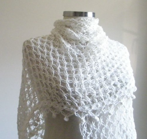Ivory Shawl Crochet Elegant 