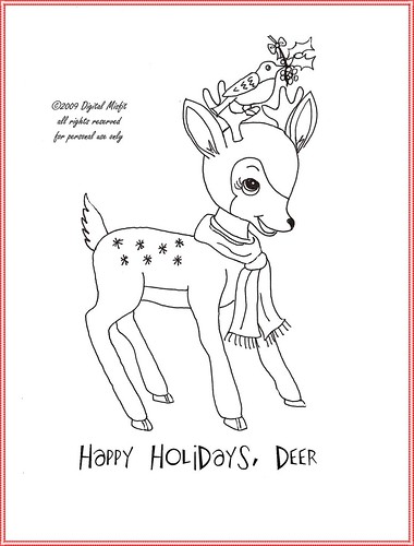 FREE holiday deer embroidery pattern