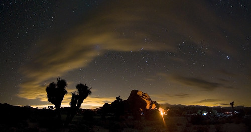 camp panorama night clouds stars joshuatree