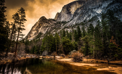 park trees sunset sky lake clouds forest canon reflections mirror dusk national yosemite dome half 6d
