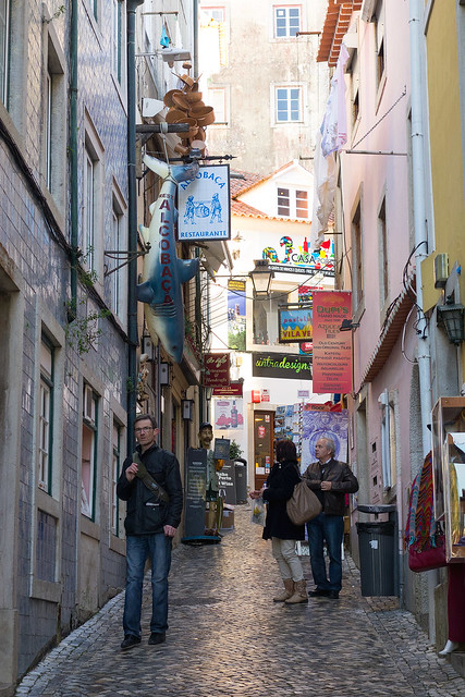 An alley of restaurants, Sintra, Portugal.