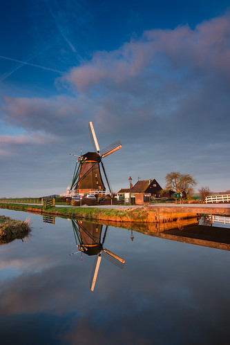 aarlanderveen zuidholland netherlands holland nederland groenhart windmill dutch winter sunrise polder
