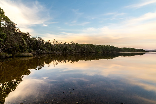 water westcoast sunset twilight clouds strahan tasmania australia au
