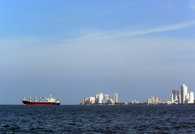 Cartagena boat and cityscape