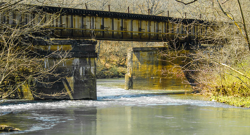 railroad bridge water river stream heart