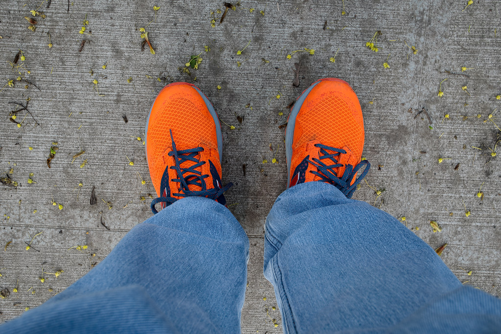 My orange New Balance running shoes
