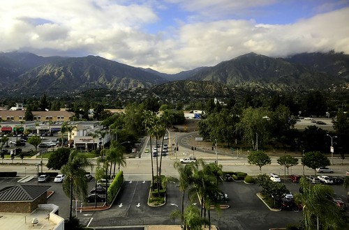 sangabriel mountains clouds palm trees los angeles county ca california monrovia westhuntington drive