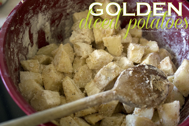 Golden diced potatoes