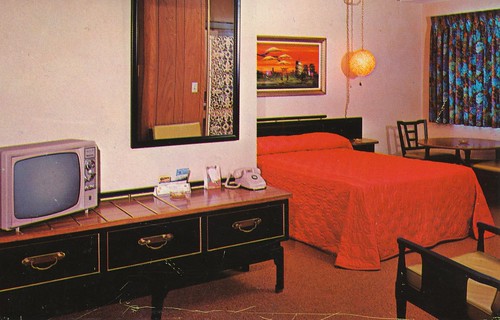 vintage washington interior postcard motel portangeles flagstone