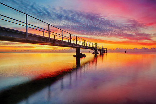 bridge seascape sunrise landscape