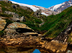Small pond across from Salmon Glacier (70mm / 105mm; 1/80; f/20)