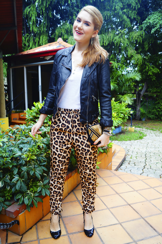 The Joy of Fashion: {Outfit}: Leopard pants + a Motorcycle Jacket ...