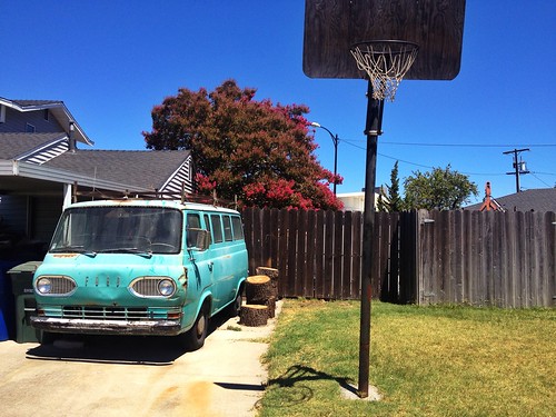 auto street blue urban classic ford net beauty basketball yard vintage landscape rust view ride turquoise teal decoration lifestyle delta neighborhood special driveway chrome falcon headlight grille van crusty dents mechanics patina riovista fixerup psrked