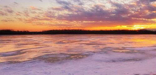 sunset snow reflection ice river grandriver dunnville