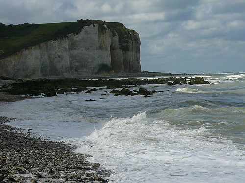 sea sun seascape france rocks surf day shadows view cloudy pebbles cliffs shore seashore normandy petitdalle