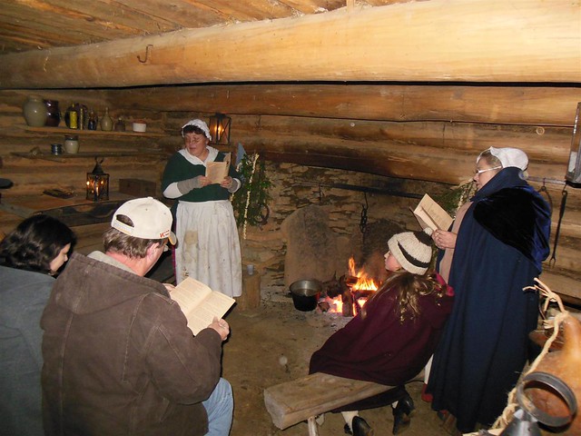 Christmas caroling frontier style at Wilderness Road State Park, Virginia