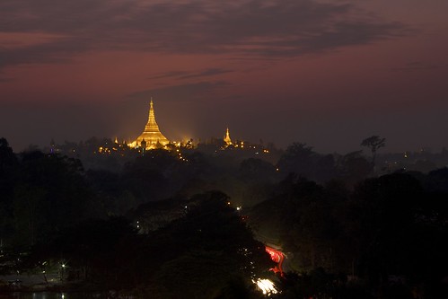 sunset yangon burma myanmar shwedagonpagoda rangoon