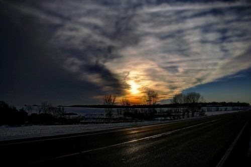 trees winter sunset sky weather wisconsin clouds rural highway day cloudy asphalt hdr rubicon dodgecounty nikond90 blinkagain
