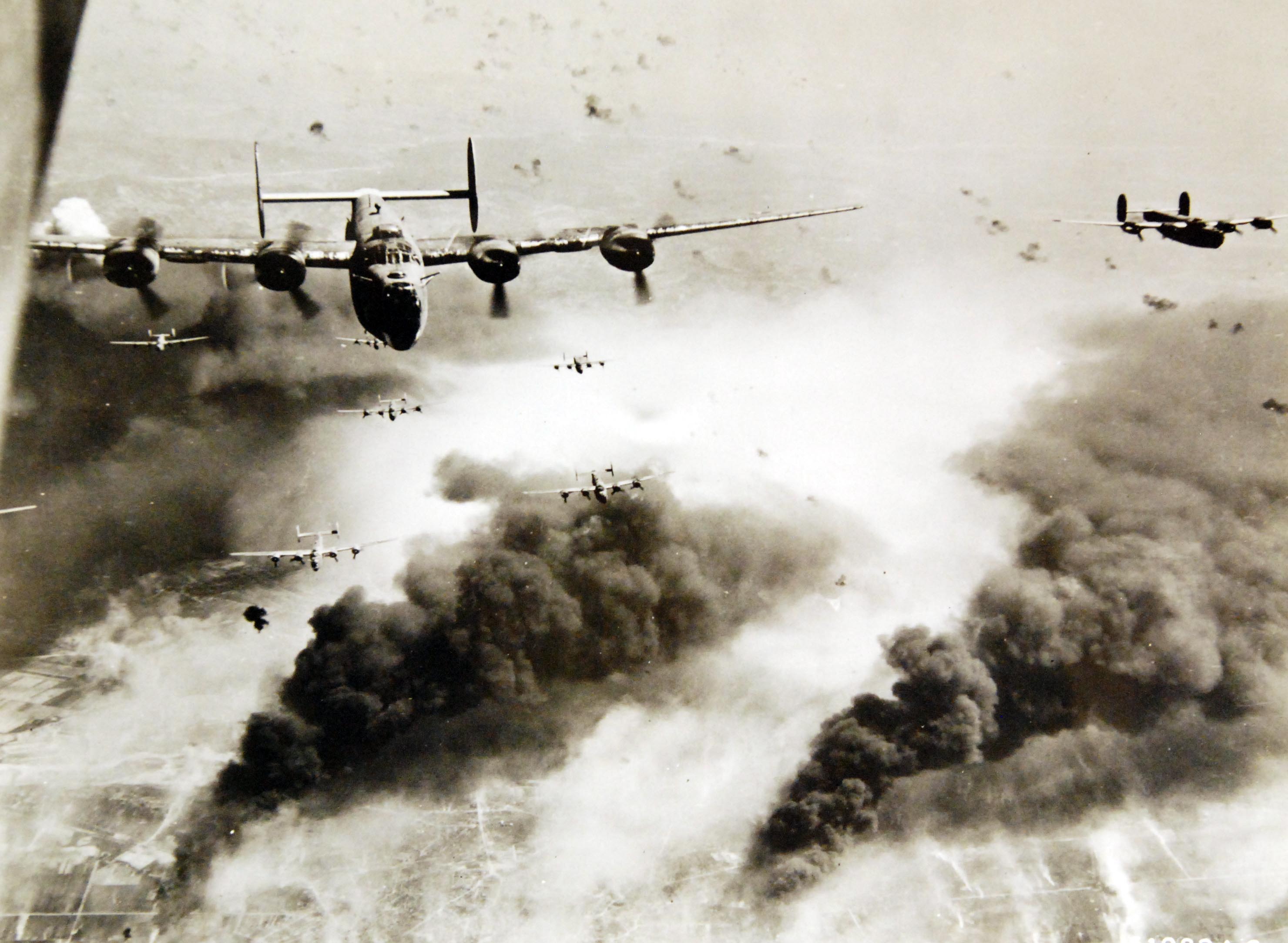 USAAF B-24s Fly Over Their Target And Through Flak Above Romania, 1944 ...