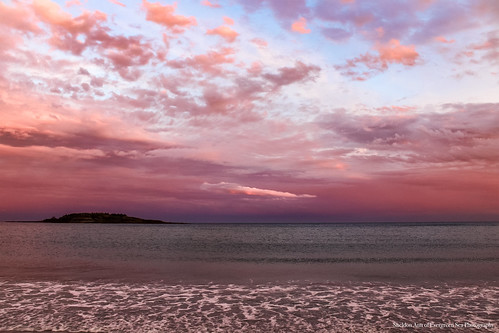 goose rocks beach maine sun sunset pink water ocean waves sea coast clouds sky purple blue light