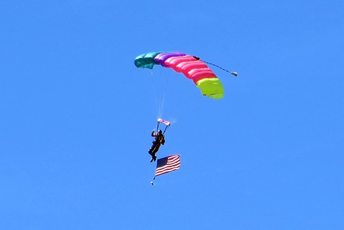 Parachutist with American flag