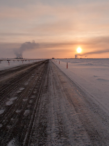 alaska prudhoebay oxbowroad 40degrees cold sunset landscape