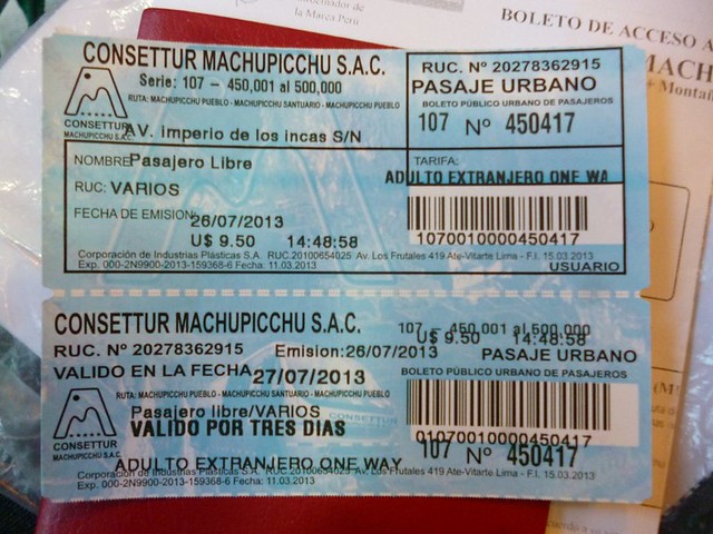 One way bus ticket to Machu Picchu